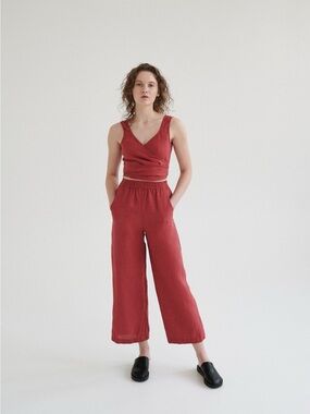Linenfox Ocean pants in Chili Red